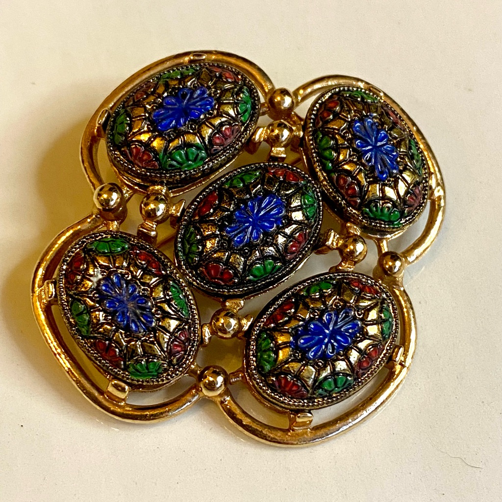 Vintage Sarah Coventry Glass Brooch 1960s 17$